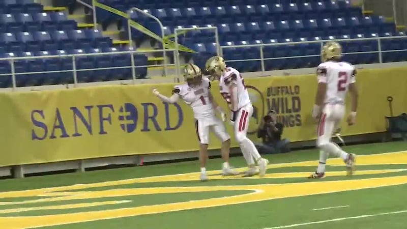 Kolten Tesch celebrates in the endzone after scoring his 2nd Dakota Bowl touchdown