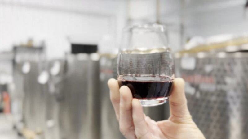 A glass of wine at Wolf Creek Winery