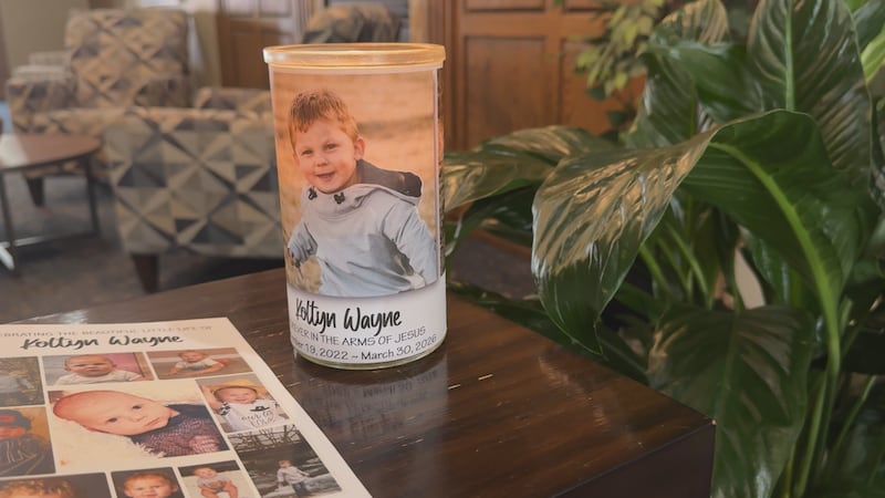 Family and friends remember 3-year-old Koltyn Bartnes at Detroit Lakes memorial.