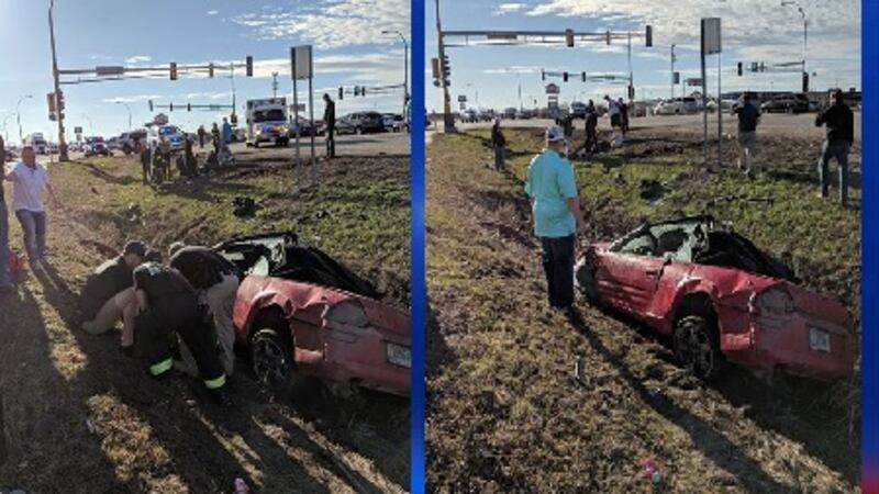 Pictures of the rollover accident off of Highway 10 in Moorhead sent to us by viewer Nick...