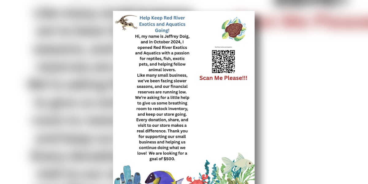 Red River Exotics & Aquatics owner considers closing pet shop, launches appeal for help