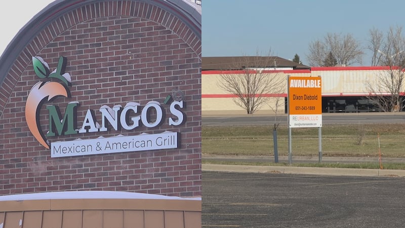 For sale sign in front of Mango's Mexican & American Grill