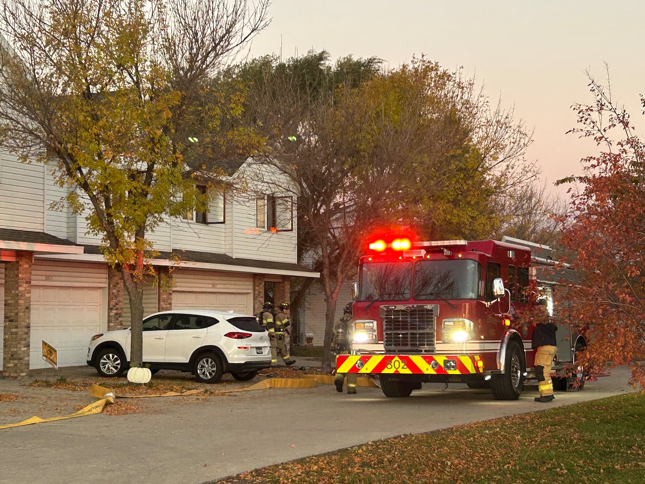 Crews at the scene of the reported fire.