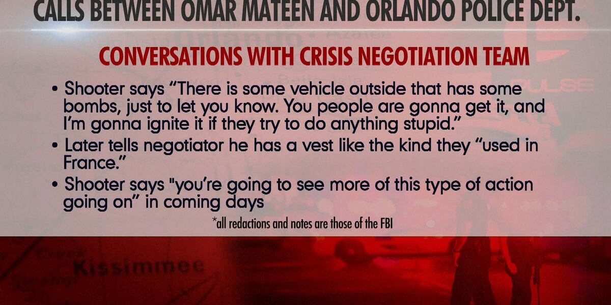 Redacted Transcript FBI releases redacted transcripts of 911 call with Orlando shooter