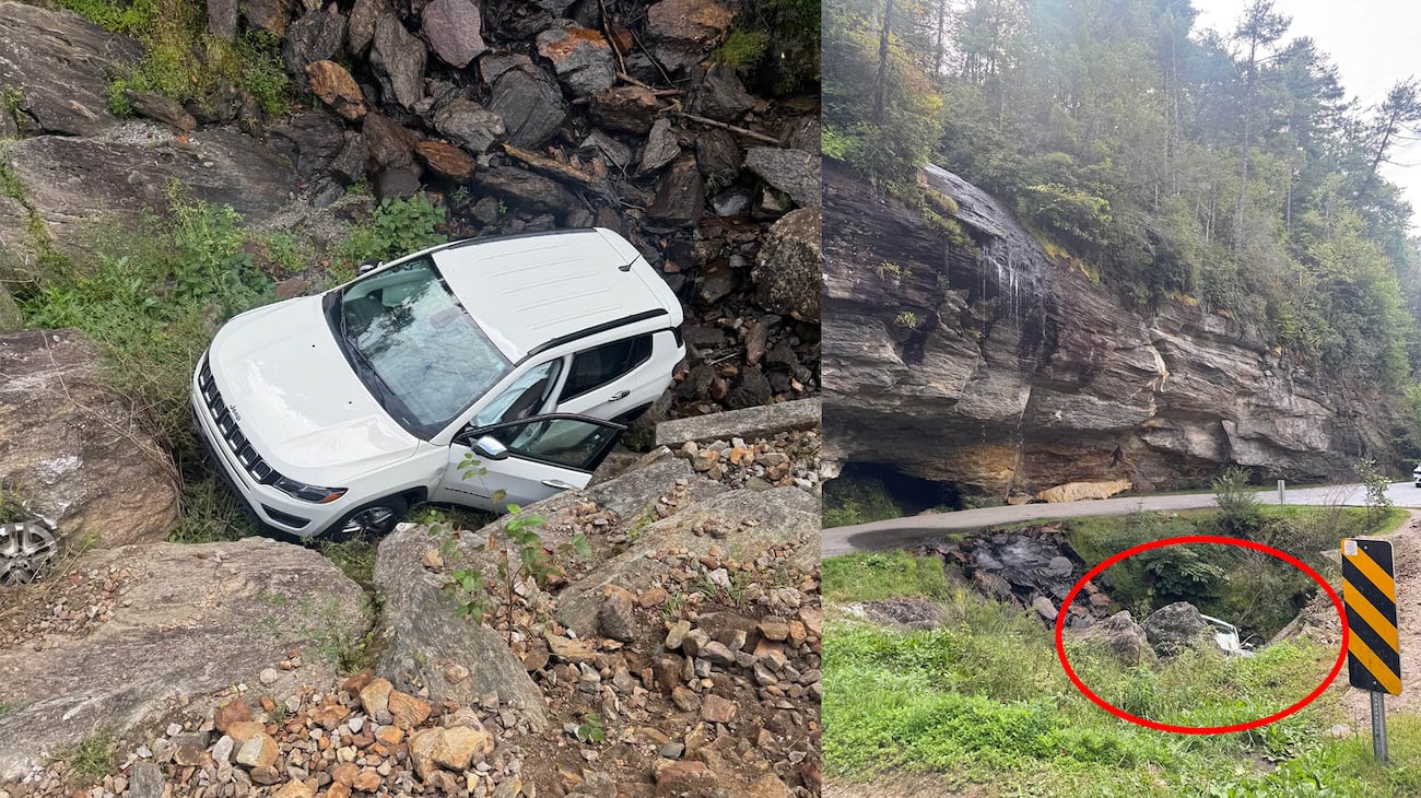 A person was hurt Sunday after their Jeep went over an embankment and crashed at the base of a...