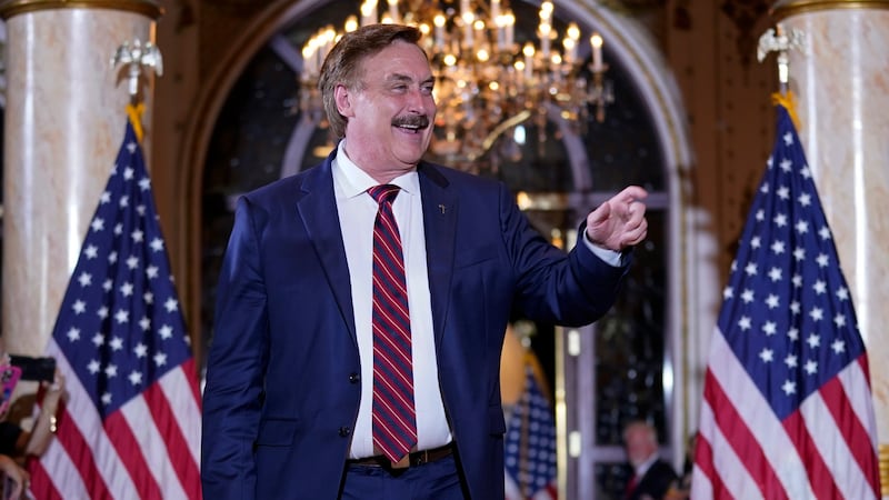 FILE - MyPillow founder Mike Lindell arrives before former President Donald Trump speaks at...