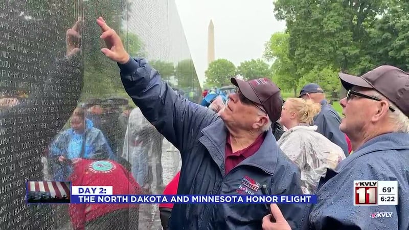 ND/MN Veterans visit the Vietnam Memorial Wall in Washington, D.C. on Day 2 of the Honor Flight.