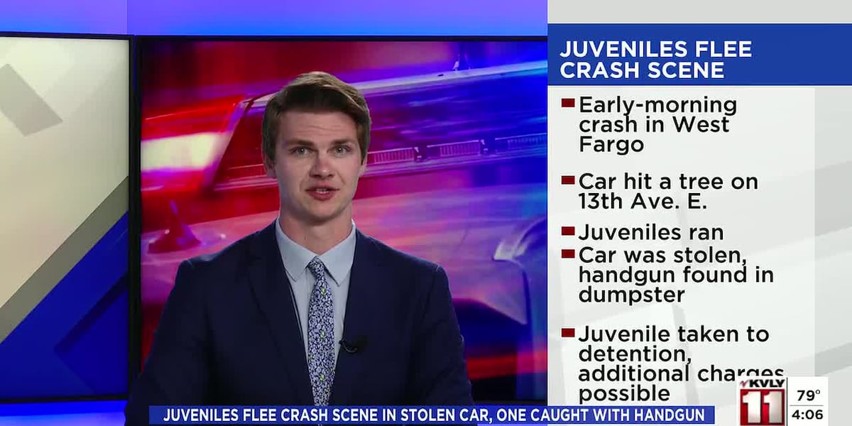 Juvenile flee crash scene in stolen car, one caught with handgun