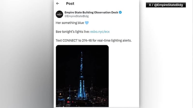 The Empire State Building offered to be Taylor Swift's "something blue" and lit up the iconic...